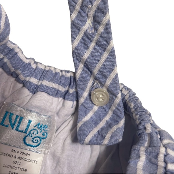 Luli and Me striped crossback romper size 18 Mo. - Picture 6 of 11